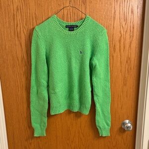 Ralph Lauren Vibrant Green Crew Neck Sweater, size medium, 100% cotton